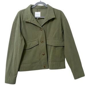 Avec Les Filles Corduroy Green Oversized Pockets Jacket Shacket